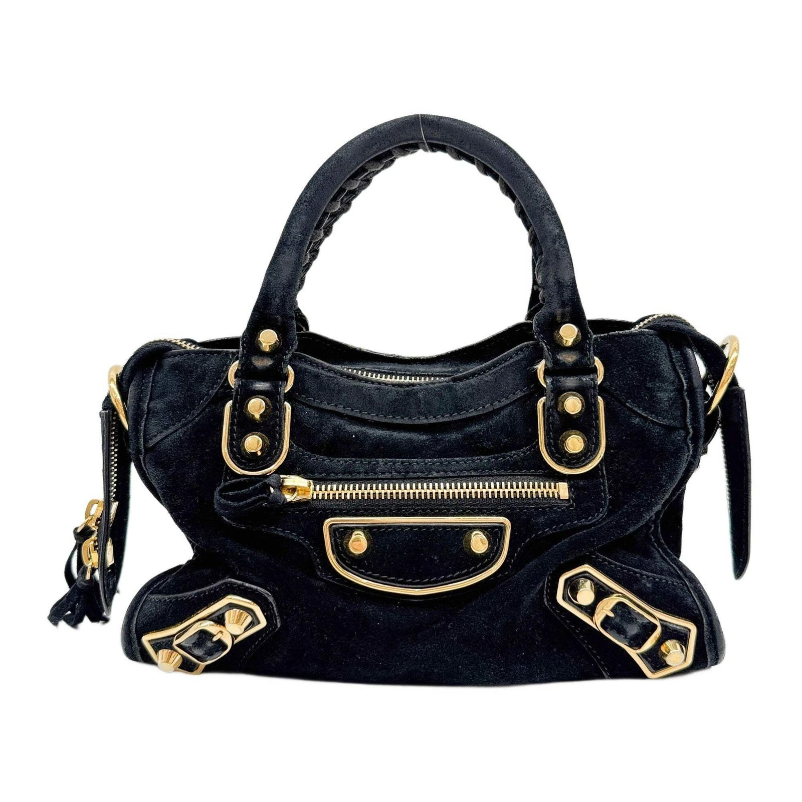 Balenciaga — BALENCIAGA Micro City Black Suede Two Way Bag
