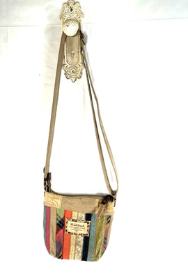 FOSSIL Patchwork Y2K Multicolor Satchel shoulder Bag Purse boho Hippy festival