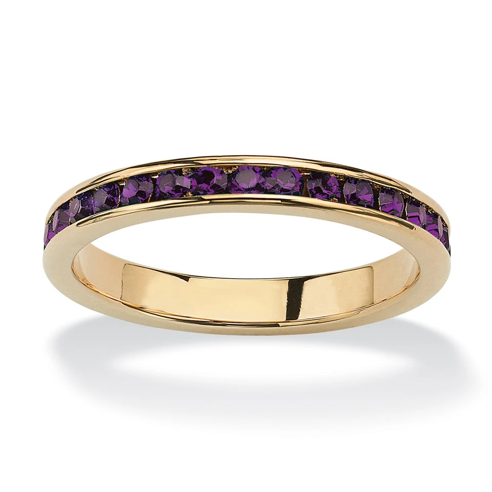 Simulated Birthstone Gold-Plated Eternity Band - Image 2 of 4
