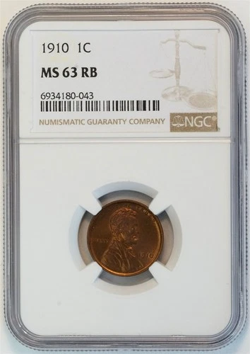 1910 Lincoln Wheat Small Cent MS 63 RB NGC 1C