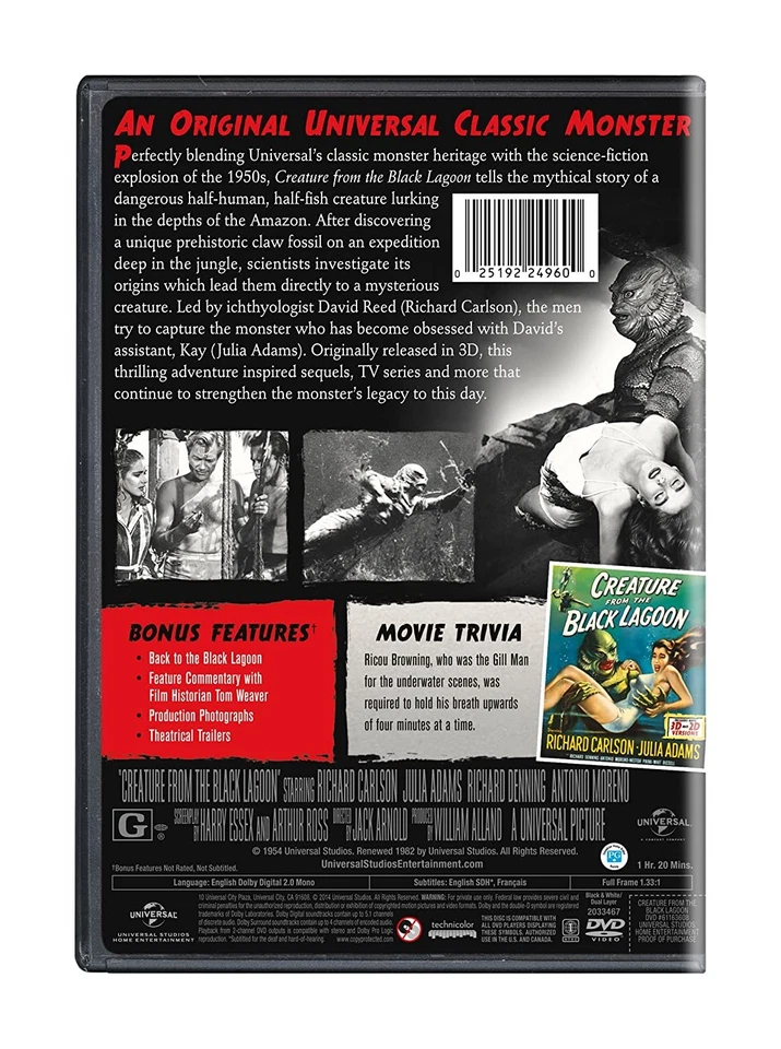 Creature from the Black Lagoon (DVD) Richard Carlson Julie Adams (US IMPORT) - Image 3 of 3