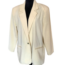 VTG 80s Bobbie Brooks Blazer, Oversized Unlined Pale Yellow Jacket, Size Medium