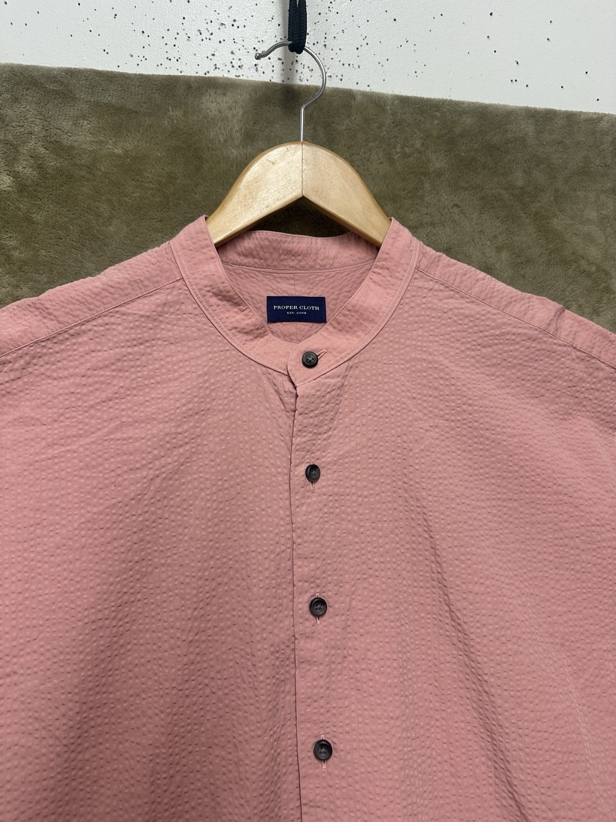 Proper Solid Pink krinkle Button Down Shirt Men’s… - image 6