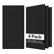Olanglab Fiberglass Acoustic Wall Panels 4 Pack, 11.8'' x 12x24 4Pack, Black