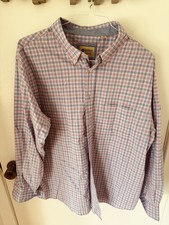 Men's Haggar Stretch Long Sleeve Button Up Plaid Dress Shirt Men Top XXL USA