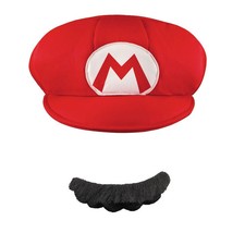 Adults/Teens Nintendo Mario Hat Mustache Costume Accessories