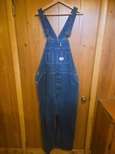 Vintage 80s 90s ROUND HOUSE Blue Denim Carpenters Overalls 40"Waist 28" Inseam
