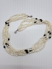 Vintage 5 Strand Freshwater Rice Pearl+Black Beaded Necklace — photo 4