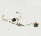 Vintage native southwestern sterling silver malachite bracelet chain ring sz 6