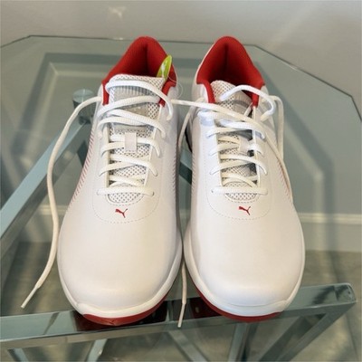 PUMA Grip Fusion Sport Men's Spikeless Golf Sneaker Shoes White/Red US 11