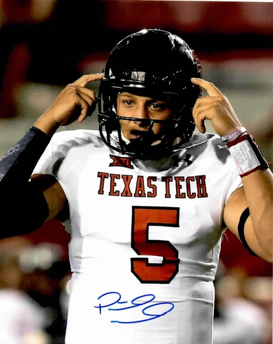 Patrick Mahomes Texas Tech University Quarterback QB Signed 8x10 Photo TTM COA
