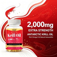 Antarctic Krill Oil 2000mg - Omega 3 EPA, DHA,Astaxanthin- Joints & Heart Health