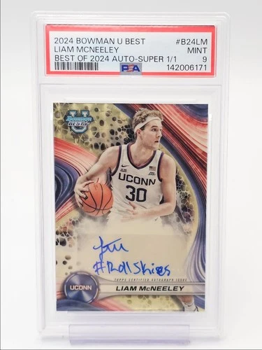 LIAM MCNEELEY 2024-25 BOWMAN U BEST OF 2024 SUPERFRACTOR AUTO 1/1 PSA 9 Q4244