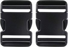 2Pcs 50Mm/2 Inch Black Plastic Buckle Clips Heavy Duty Dual Adjustable Buckles C