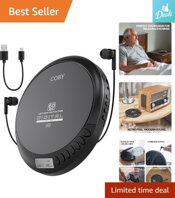 Portable CD Player with FM Radio & 60-Second Anti-Skip Protection for Travel