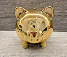 Super Cute Ceramic Gold Color Piggy Coin Change Bank - NEW
