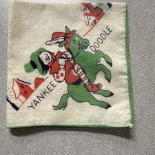 Vintage Yankee Doodle Printed Handkerchief White with Green Trim