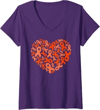 In March We Wear Orange For Multiple Sclerosis MS Ladies' V-Neck Tshirt