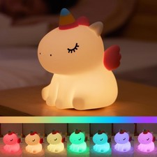 Unicorn Night Light for Kids, Silicone Baby Nursery Night Light Dimmable LED ...