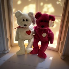 Valentina & Valentino ty TY beanie Baby Bears Retired & Tags Very Good Condition