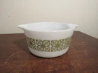 Vintage Pyrex Green Square Verde Flower #473 1 Qt Bowl Casserole