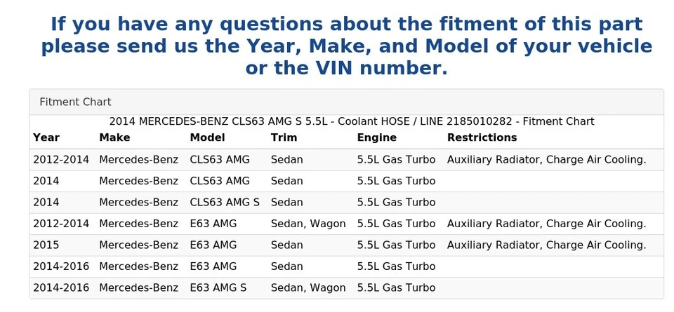 Mercedes-Benz CLS63 AMG S 2014 5,5 L - manguera de refrigerante/línea 2185010282 Foto 4 de 4