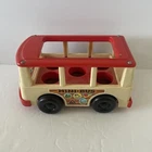 Vintage Fisher Price Little People 1969 #141 Mini Van Bus Play Family Red White