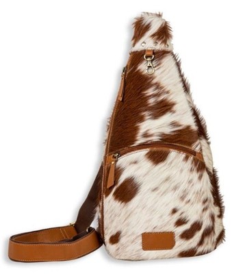 CULLOM TRAIL HAIR-ON BUCKET SLING BAG IN BROWN MYRA S-8068 