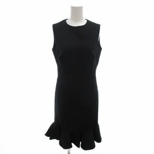 Used Valentino Dress Wool Knee Length 42 Black Sleeveless Frill Hem FF GY62 Ladi