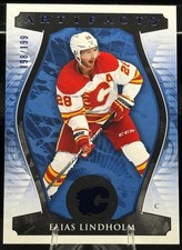 Elias Lindholm 2023-24 Upper Deck Artifacts #89-Royal Blue #/199 -Calgary Flames
