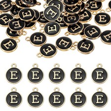 52pcs Letter Charm, Alphabet E Pendants Beads Charm, Black