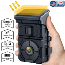 1080P Solar Trail Camera Wildlife Camera 24MP Hunting 850nm Cam IR Night Vision
