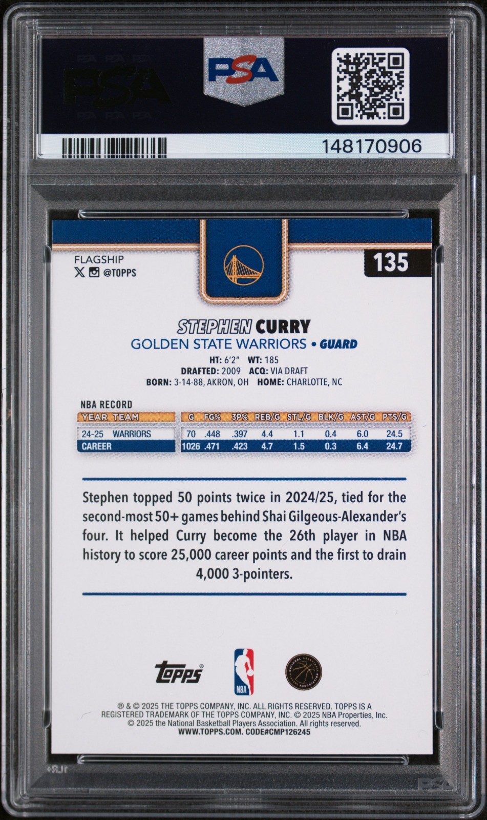 🏀PSA 9 MINT💎 2025 Topps Flagship STEPHEN CURRY Team Color Border Warriors💙💛 view 5