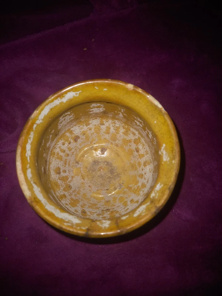 Petit Pot A Graisse Ancien Terre Cuite Vernissée  Bi Colore - Photo 3/4