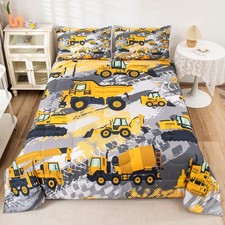 Kids Construction Comforter Set Queen Size Bedding Sets for Boys Toddler Chil...