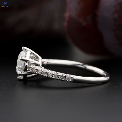 1.192 TCW Round Cut Pave Setting Moissanite Ring 10K White Gold Labstone - Picture 3 of 5