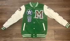 Machtees Men’s Custom Medium Green 3 Star Varsity Jacket