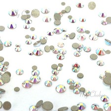 144 mixed tiny sizes ss3-ss10 Swarovski 2058 Flatback nail art CRYSTAL AB 001 AB