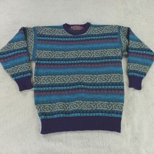Glencraig of Scotland Sweater Mens Large Blue Multi Nordic Fair Isle Celtic Knot
