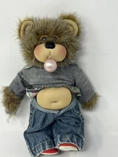 Vintage Pot Belly Teddy Bear Jean Burhans Critters Plush stuffed 12” Bubble Gum