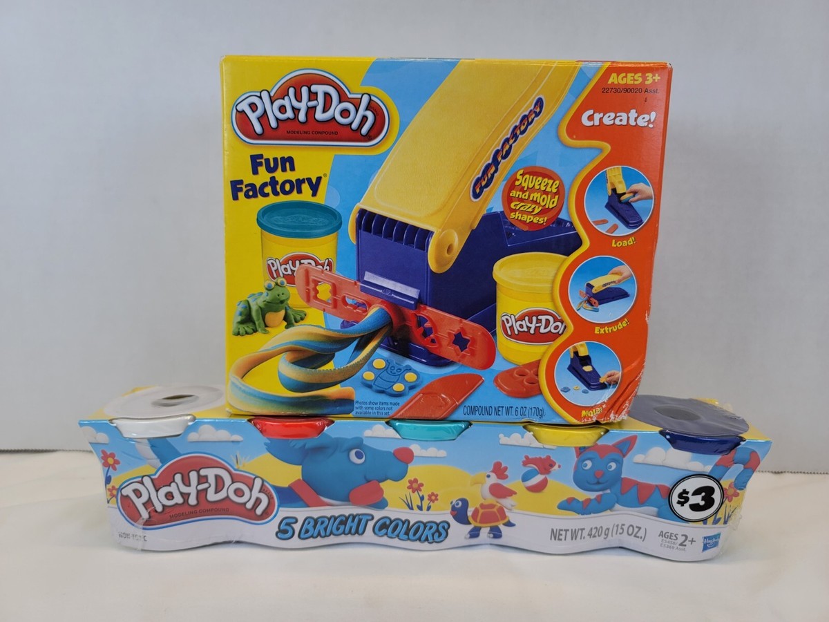 Play Doh Fun Factory 2004 & 5 Bright Color Tubs 2018 Factory Sealed Ages 3+ | eBay Play Doh Fun Factory 2004 & 5 Bright Color Tubs 2018 Factory Sealed Ages 3+ | eBay