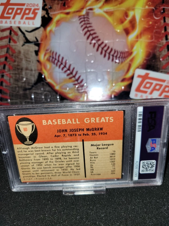 1961 Fleer #60 John McGraw New York Giants HOF Baseball Card PSA 5 - Image 2 of 2