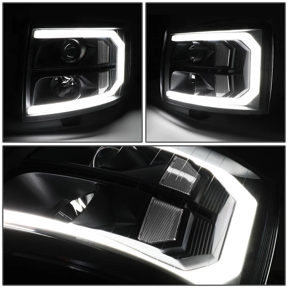 PARA 2007-2014 SILVERADO LED DRL TUBO + LÂMPADA DE FAROL PROJETOR DE SINAL SEQUENCIAL - Imagem 3 de 4