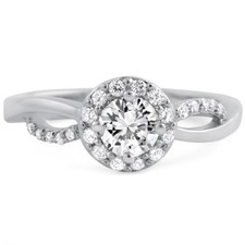 Sterling Silver Cubic Zirconia Womens Halo Promise Ring
