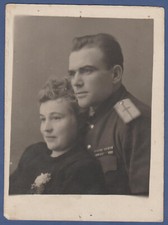 Handsome Military Uniformed Soldier Guy with Girl Soviet Vintage Photo USSR