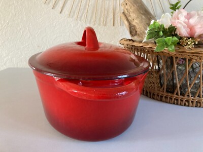 Cocotte Ernesto Fonte émaillée Rouge Diamètre 22 Cm, Ancienne, Compatible Induction