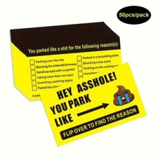 50 HEY A HOLE YOU PARK LIKE   Bad Parking Cards Fake Ticket Prank Joke Gag Gift