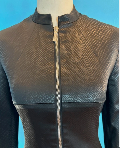 Karen Millen Faux Leather Reptile Embossed Jacket Sturdy Zipper Close Lined 8 - Picture 4 of 6