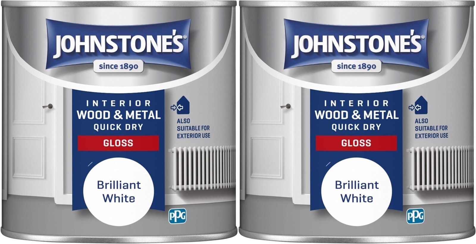 2x Johnstone's Wood & Metal Interior Quick Dry Gloss Paint 250ml