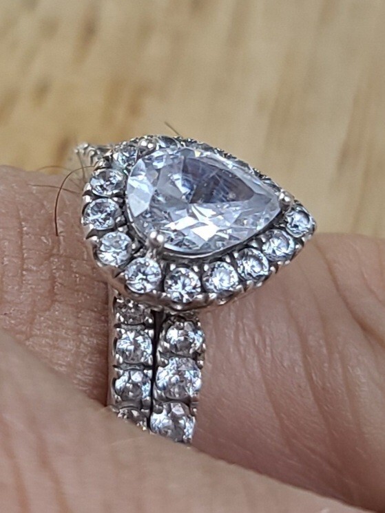 2 Sterling 925 Solid Silver Iced AAA Stacker Ring… - image 11